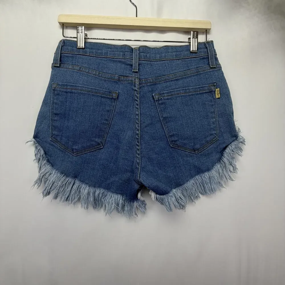 Vibrant‎ MIU Shorts Juniors Size Large Blue Denim Stretch High Rise S1298